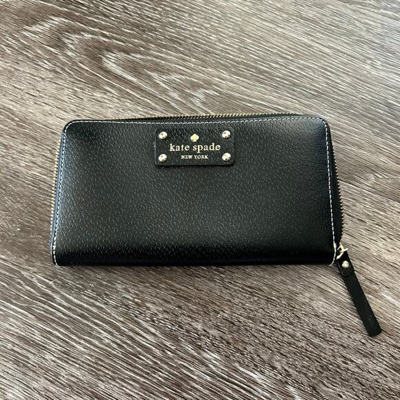 EUC Kate Spade Wellesley Neda Black Leather Zip Around Clutch Wallet - Picture 9 of 12